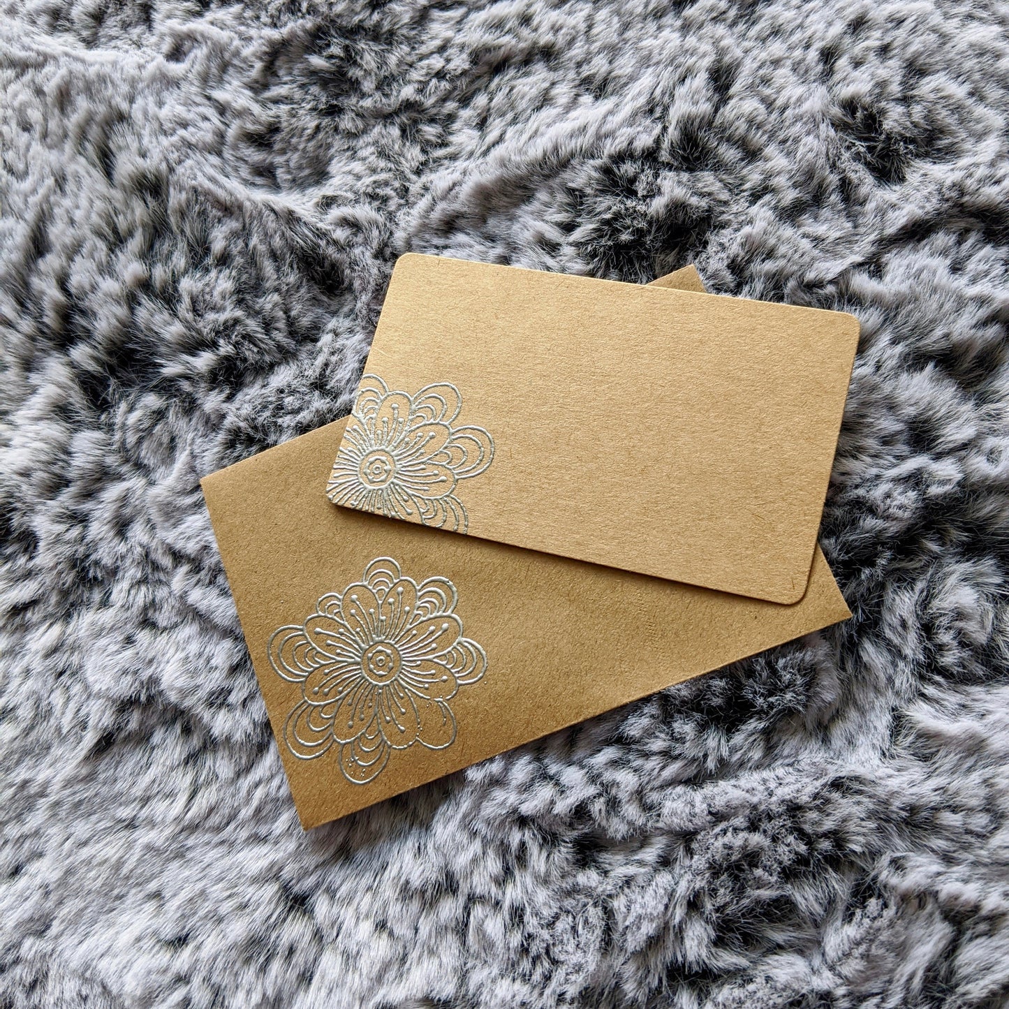 Set of 4 Embossed Mini Note Cards - Flower Notes