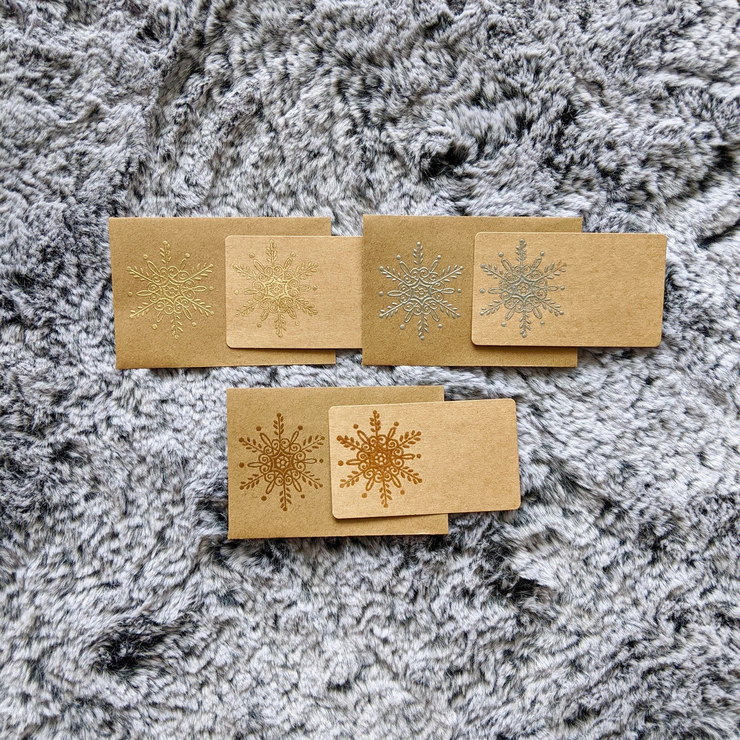 Set of 4 Embossed Mini Note Cards - Snowflake Notes