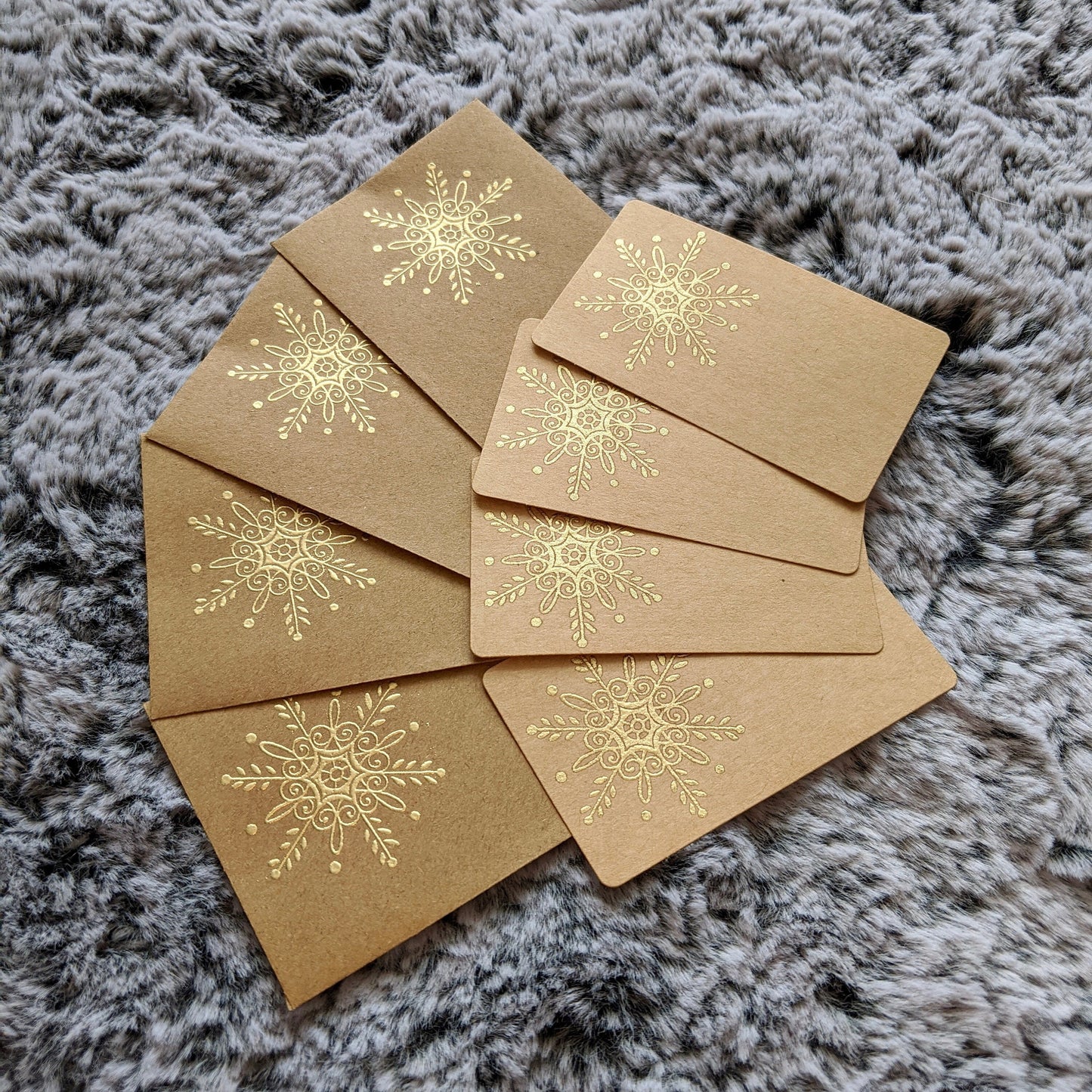 Set of 4 Embossed Mini Note Cards - Snowflake Notes