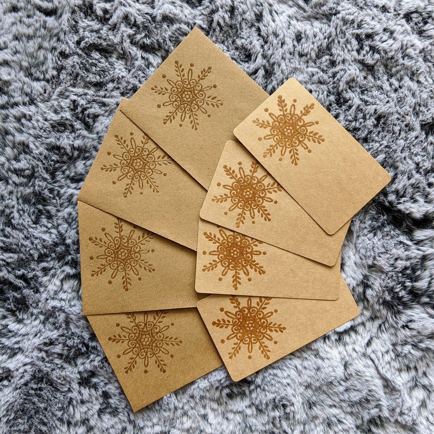 Set of 4 Embossed Mini Note Cards - Snowflake Notes