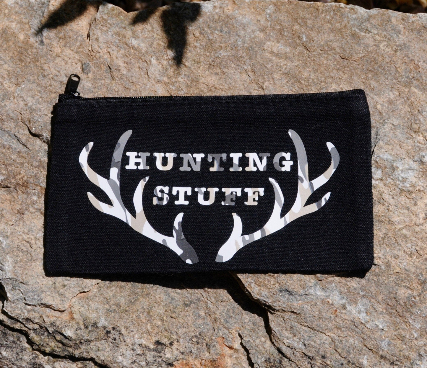 Canvas Zipper Pouch, Makeup Bag, Toiletry Bag, Pencil Bag – "Antler Stuff” #302