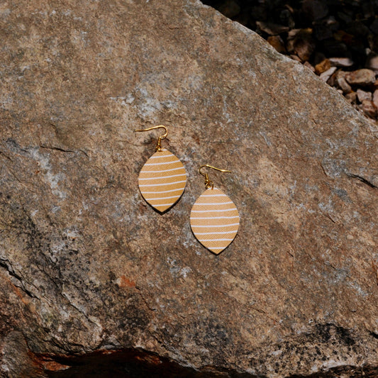 Faux Leather Earrings – Stripes – Single Layer Leaf Earrings #116