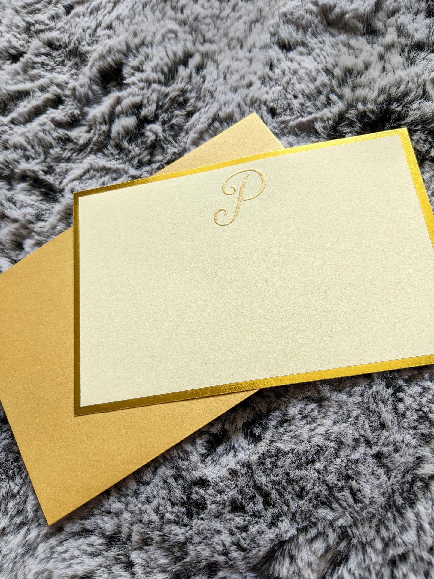 Embossed Monogrammed Blank Note Cards - Gold or Black Outline