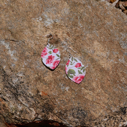 Faux Leather Earrings – Floral – Single Layer Leaf Earrings #115