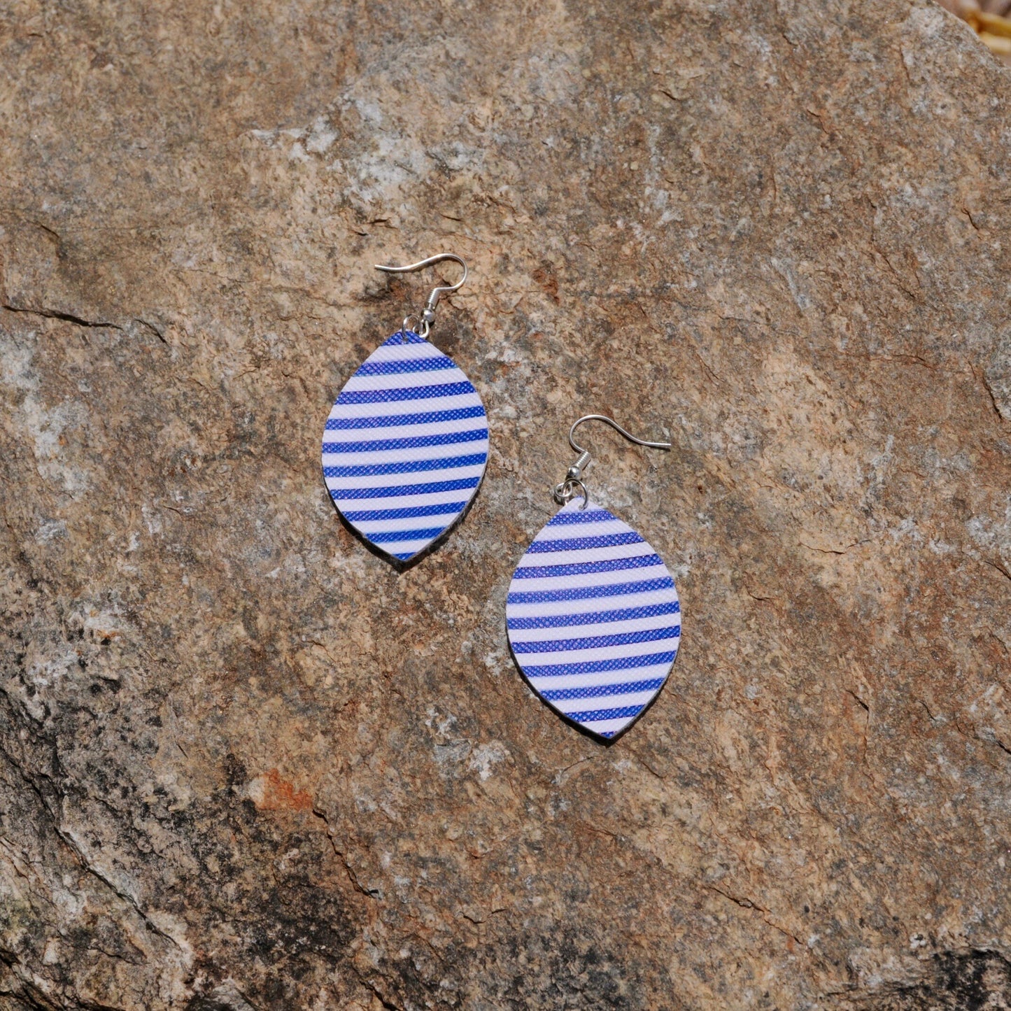 Faux Leather Earrings – Stripes – Single Layer Leaf Earrings #116