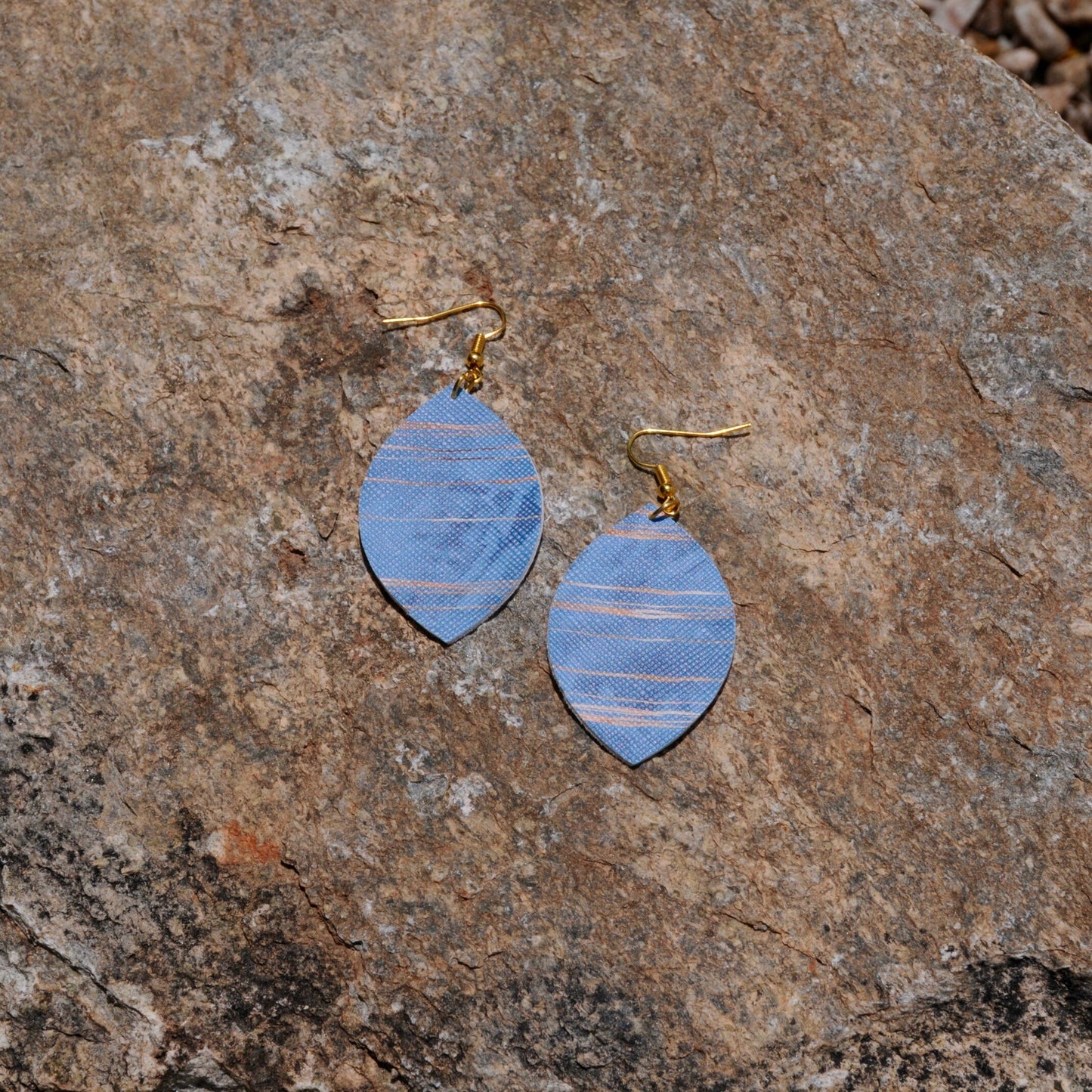 Faux Leather Earrings – Stripes – Single Layer Leaf Earrings #116